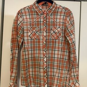 Cowgirl Up brand orange multicolored stripes